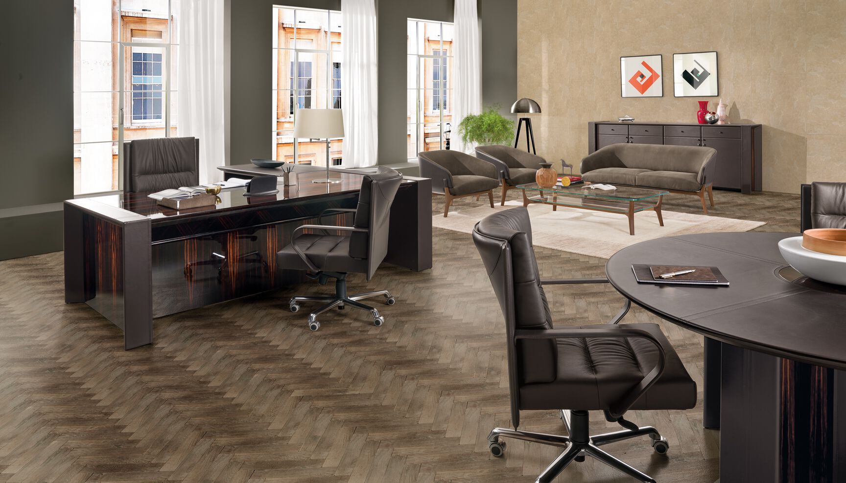 Кожаный угловой исполнительный стол i 4 Mariani Meteora ARCH-00051198 - Вид №1