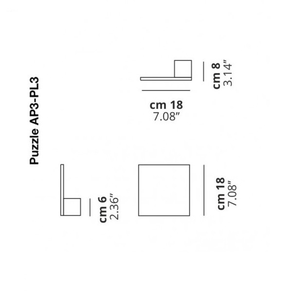 Studio Design PUZZLE SINGLE AP3-PL3 146004 светильник настенно-потолочный Studio Italia Design 109960 - Вид №3