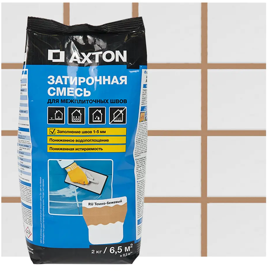Цементная затирка Axton для плитки и камня, темно-бежевая 2 кг 82403010