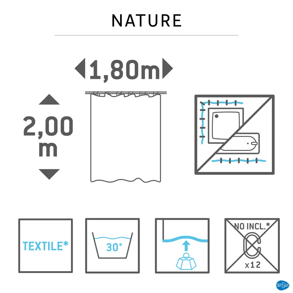 Штора для ванной Sensea Nature 180x200 см полиэстер цвет мультиколор Leaf Nature STLM-2075018 - Вид №5