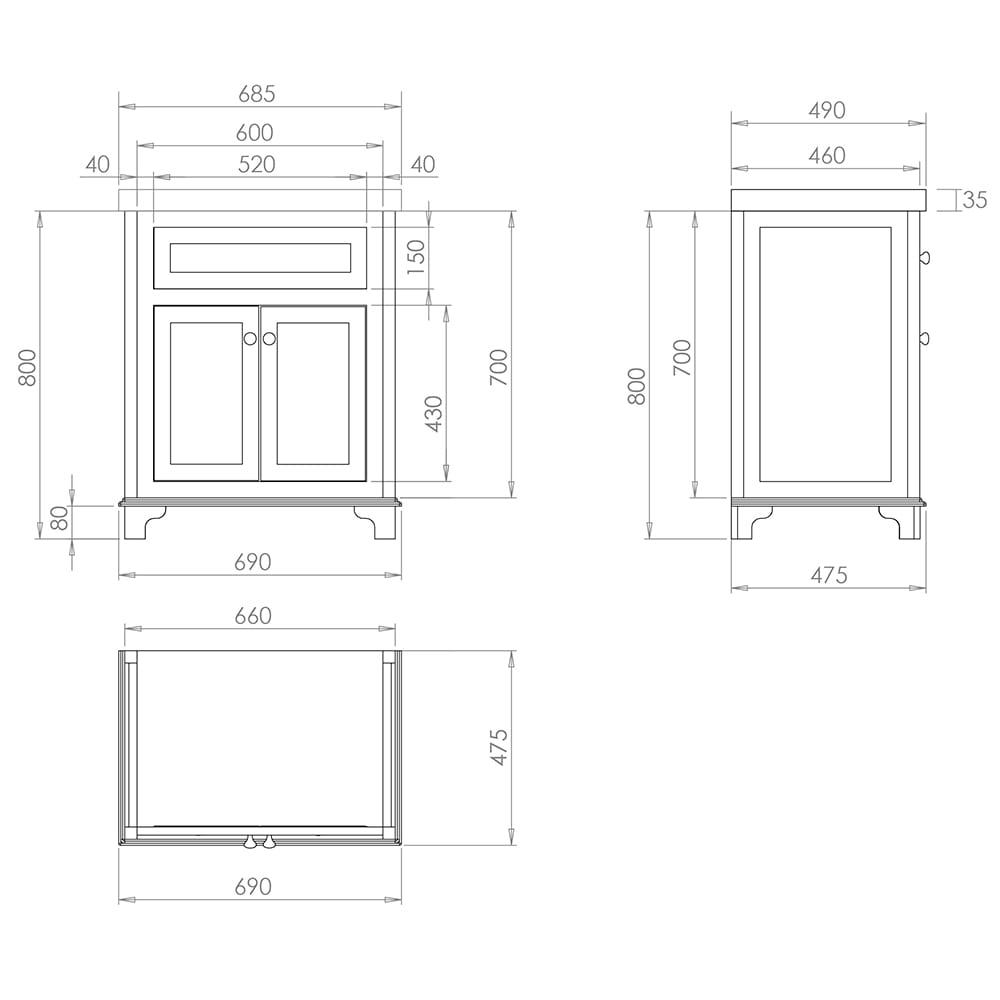 IMSR61 Thurlestone 2-дверная тумба под умывальник, покрашенная вручную Radcliffe Imperial  - Вид №2