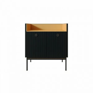 Тумба высокая с полкой 71х64 см черная Look Yellow BRAGIN DESIGN LIVING 00-3862473 Желтый;серый