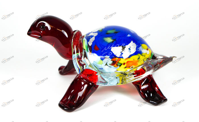 3687 ORIGINALMURANOGLASS Фигурка Красная черепаха Миллефиори - муранское стекло OMG  см 
