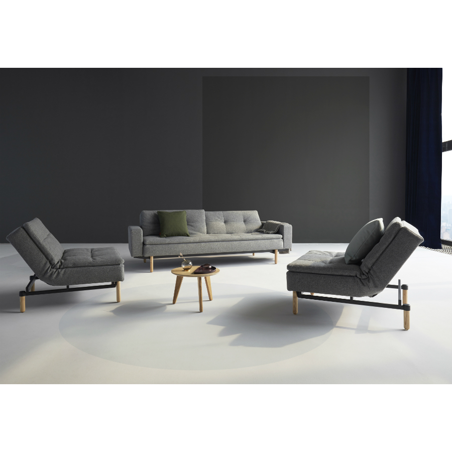 Диван Dublexo с мягкими подлокотниками Rests, ножками Stem из светлого дерева и черной рамой, темно Innovation Living DUBLEXO563 - Вид №7