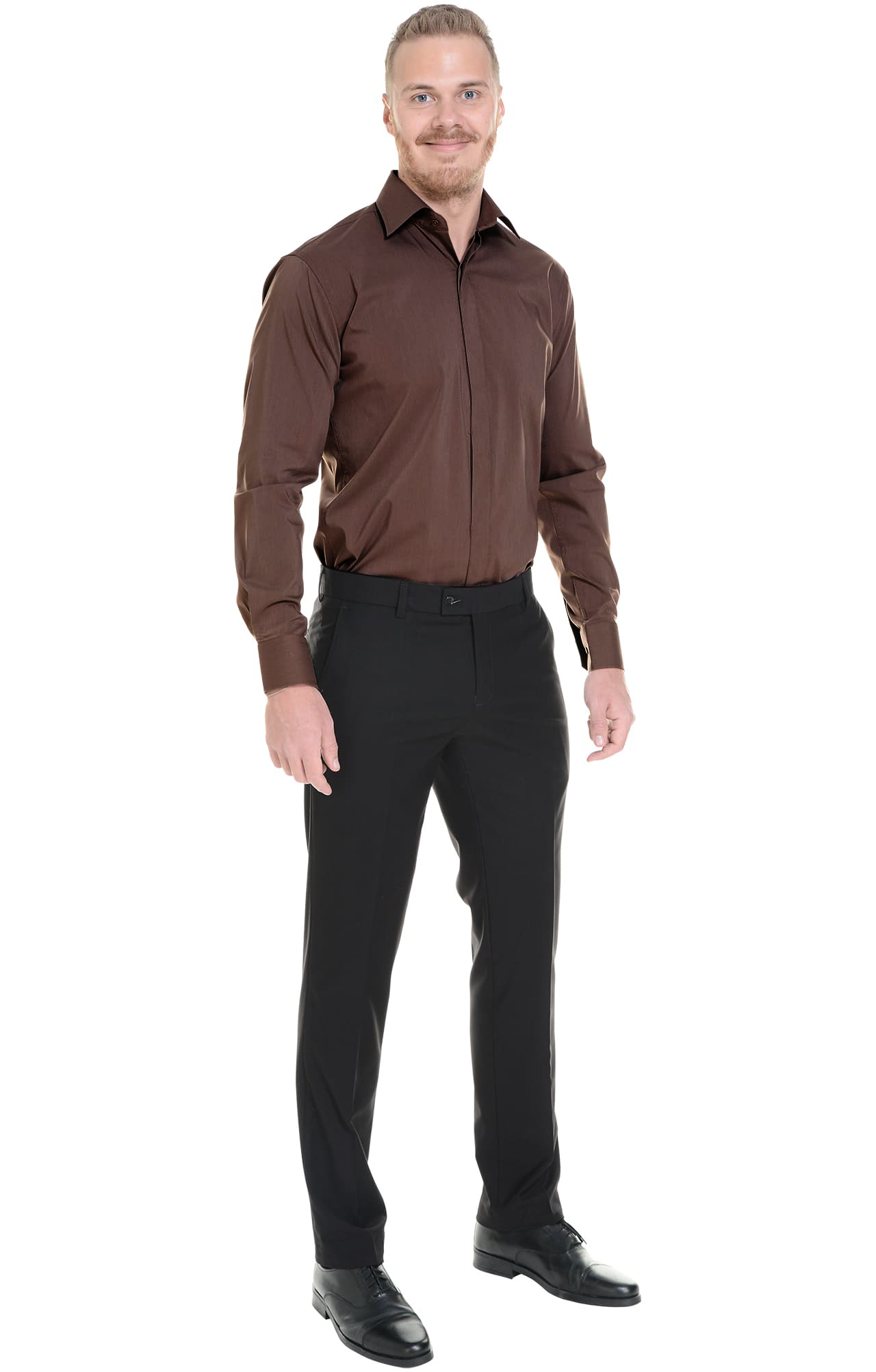 62448 Рубашка мужская  chocolate El-Risto  Корпоративная одежда  размер 39/170-176  - Вид №5