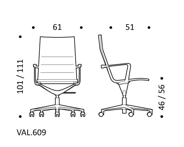 Кожаный поворотный офисный стул с 5 спицами ICF Valea ARCH-00007110 - Вид №3