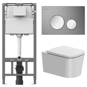 Комплект инсталляции AM.PM Tech с безободковым унитазом AM.PM Moxie клавиша AM.PM Tech L хром
