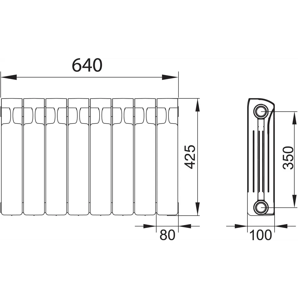 RIFAR Monolit - биметаллический радиатор 8 секций с боковым подключением 13313831 STLM-0941038 - Вид №6