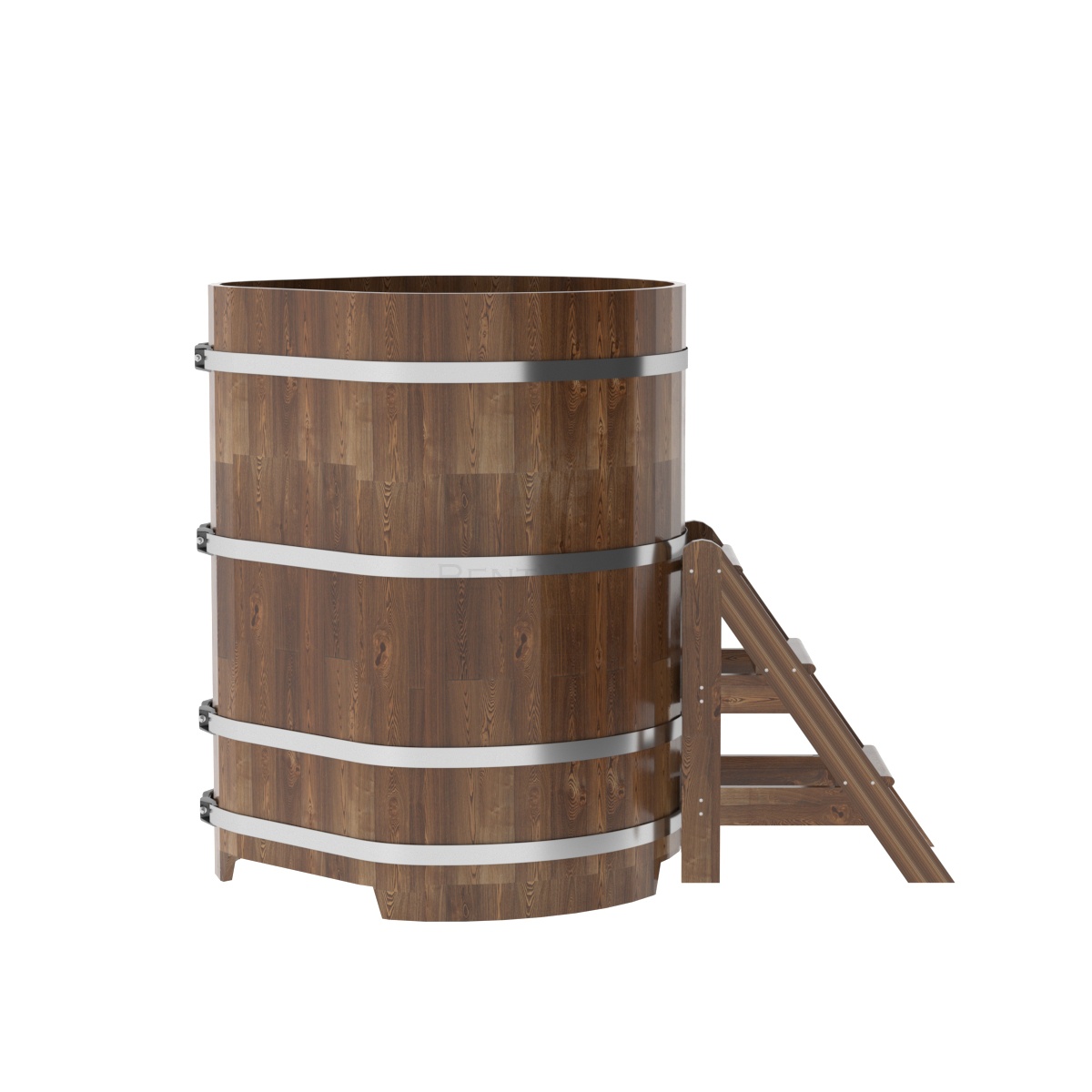 1571 Купель угловая из сращенных ламелей лиственницы 1,03х1,03х1,4 морёная Alyarus  - Вид №2