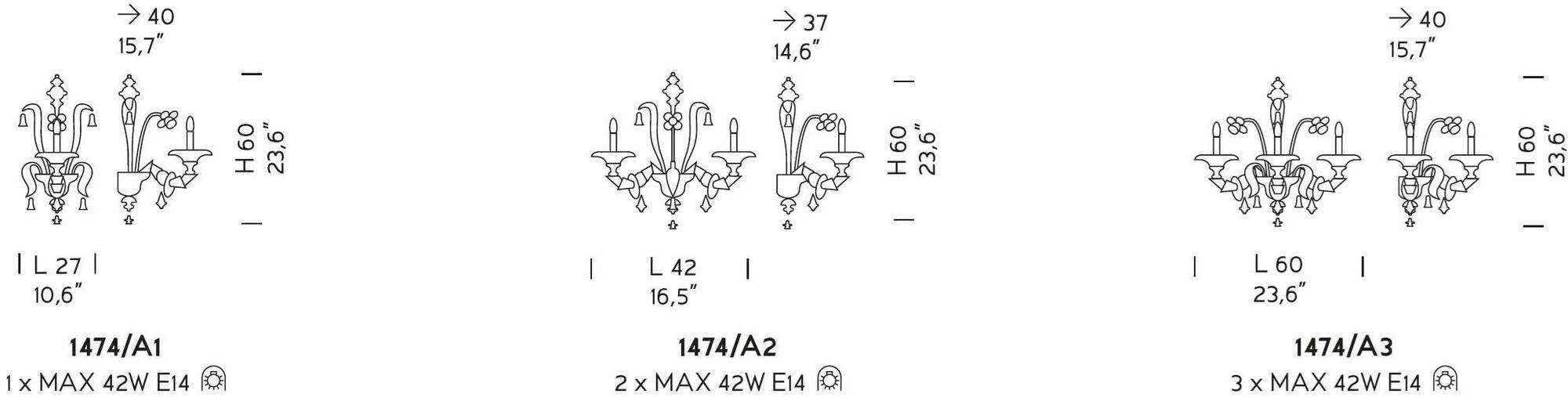 Sylcom Бра из стекла с кристаллами Rezzonico 1474 - Вид №2