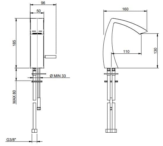 Латунный смеситель для раковины / Смеситель для биде Rubinetterie Treemme Archè ARCH-00139636 - Вид №2