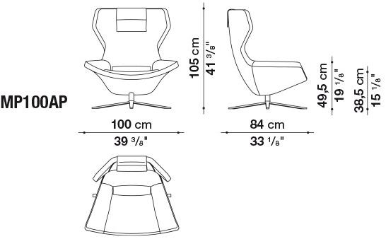 B&B Italia Вращающееся кресло из ткани с 4 спицами и высокой спинкой Metropolitan sun-id-1409522 - Вид №4