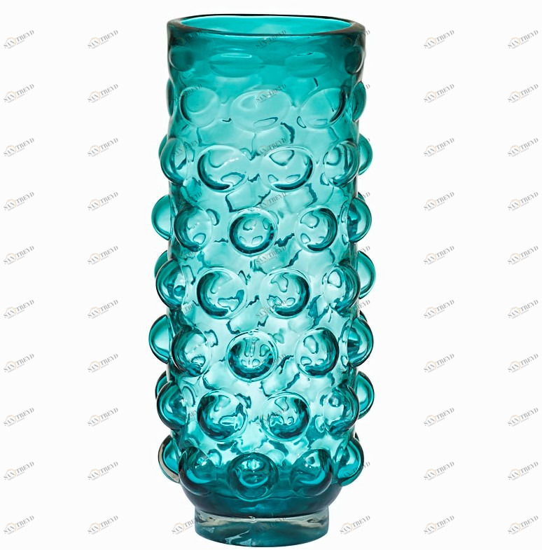 Ваза стеклянная зеленая D13H30 Green GARDA DECOR - 033955 Голубой;зеленый 