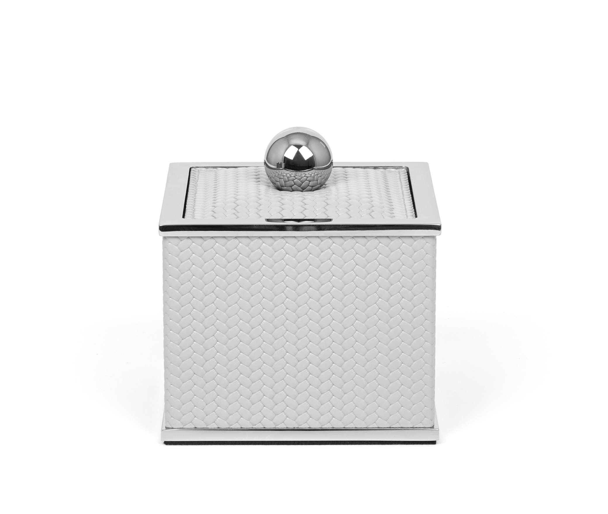 Держатель для ватных дисков Olimpia Square Square - 10,5X10,5XH15 см / металл-хром / тканая кожа_верблюжий Pinetti 00.1623.061.011 - Вид №3