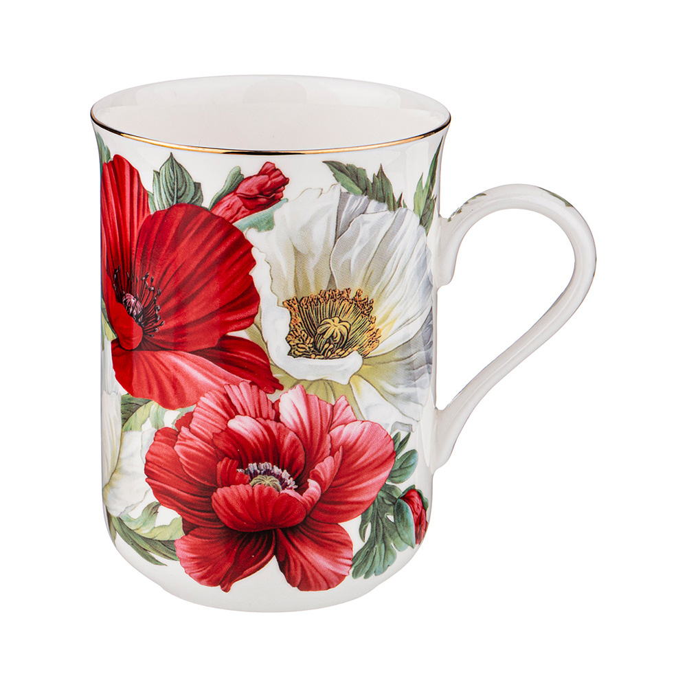 104-758 Посуда фарфоровая Маки кружка 350 мл Lefard 