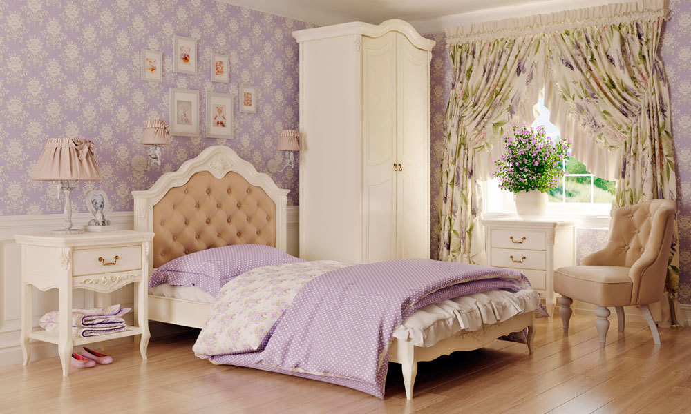 Прикроватная тумбочка с 3 ящиками светло-бежевая Romantic KREIND ROMANTIC 00-3879910 Бежевый Santreyd - Вид №2