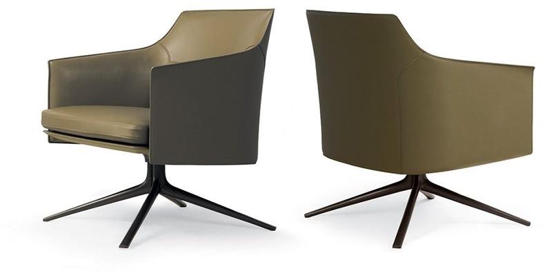 Poliform Поворотное кожаное кресло с подлокотниками Stanford sun-id-1424712 - Вид №4