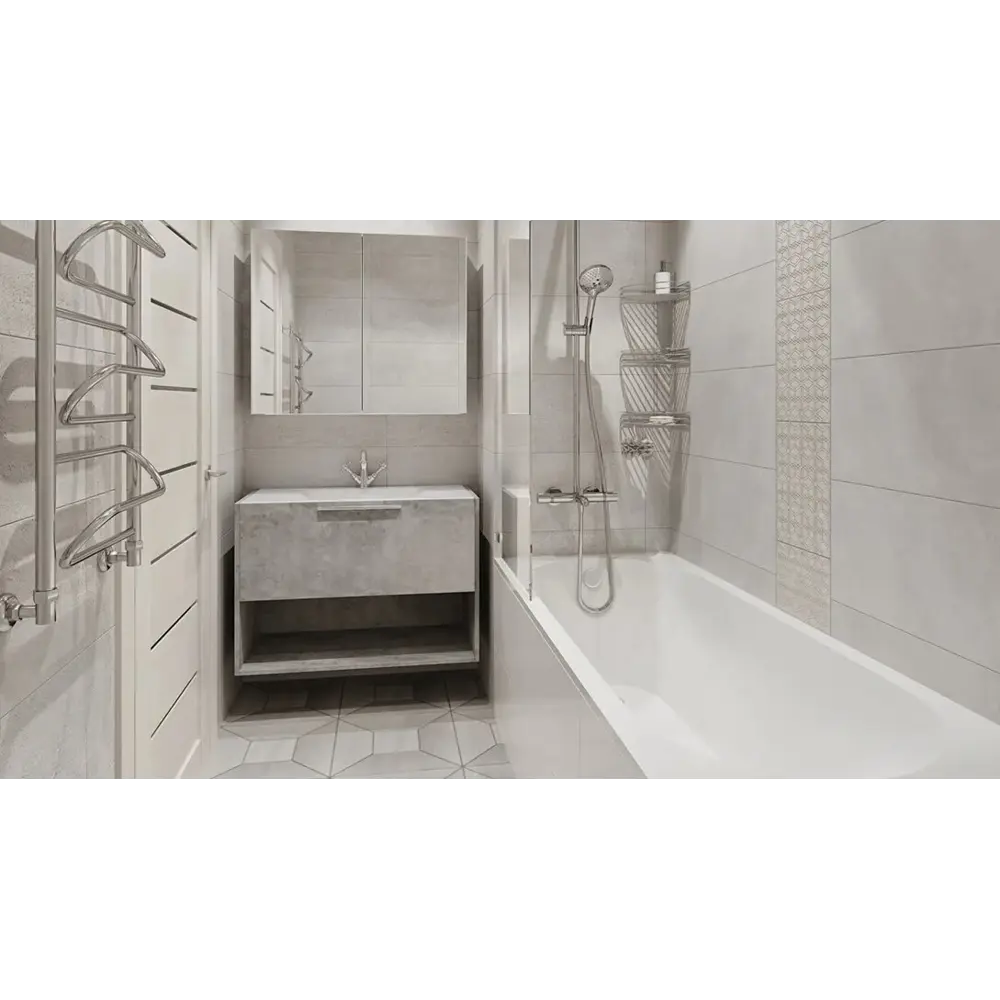 Тумба под раковину универсальная «Дана» 90 см, цвет серый цемент SANFLOR STLM-2047299 - Вид №4