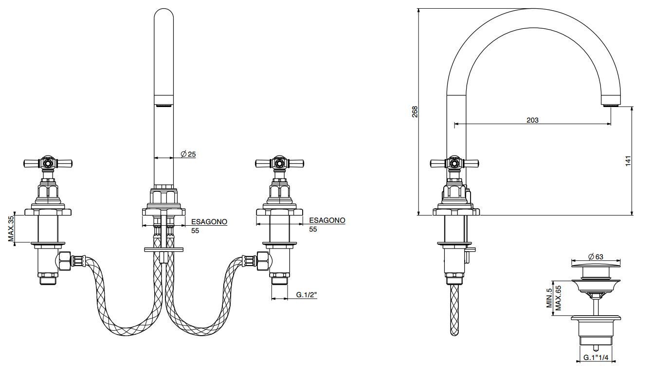 Смеситель для раковины с раздельными розетками GATTONI TRD ARCH-00088535 - Вид №2