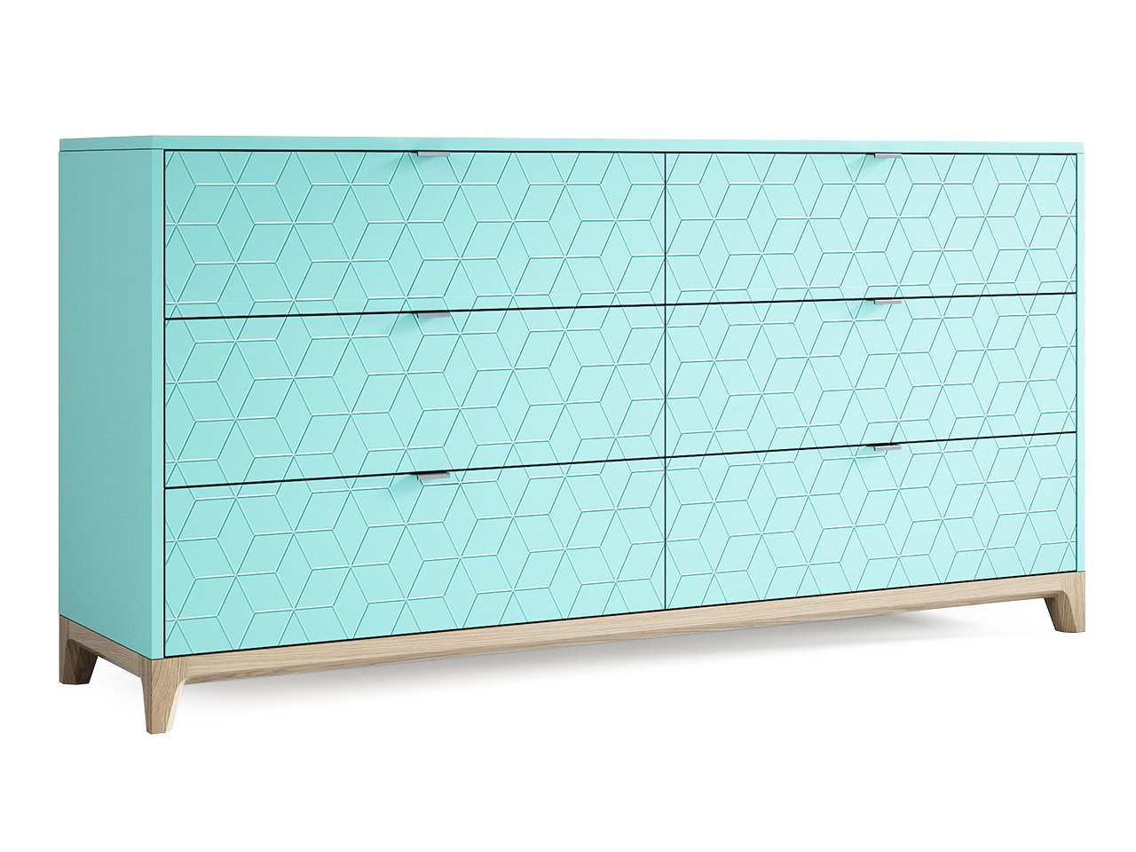 Комод для спальни с 6 ящиками голубой "Гравировка 3" Case №3 THE IDEA ДИЗАЙНЕРСКИЕ 210206 Голубой  - Вид №1