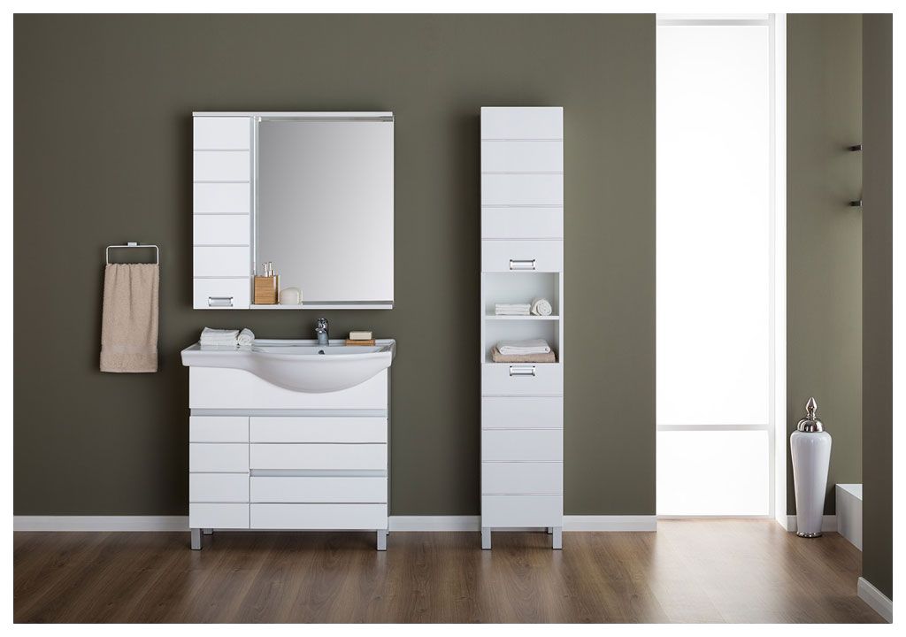 Шкаф-пенал для ванной Aquanet Доминика 35 белый 00170802 - Вид №4