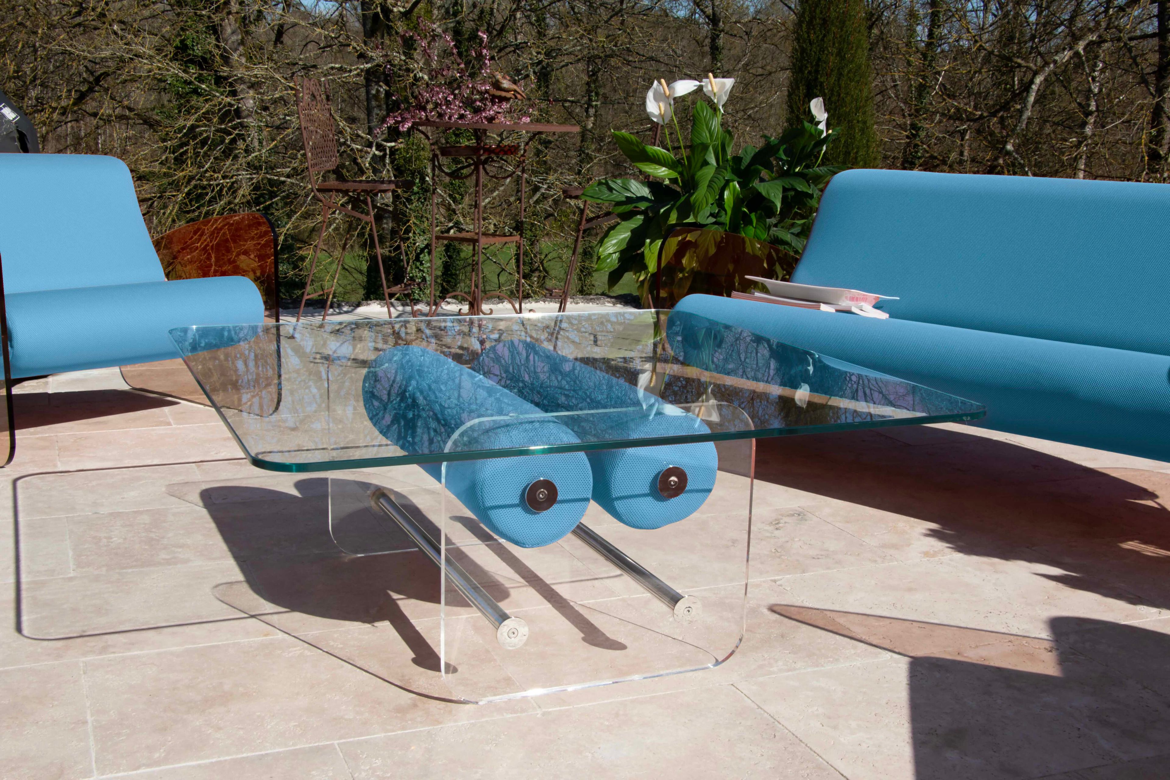 Квадратный стол из ПММА и стекла KUUMO COFFEE TABLE XL MW TURQUOISE BLUE ARCH-00092250 - Вид №1