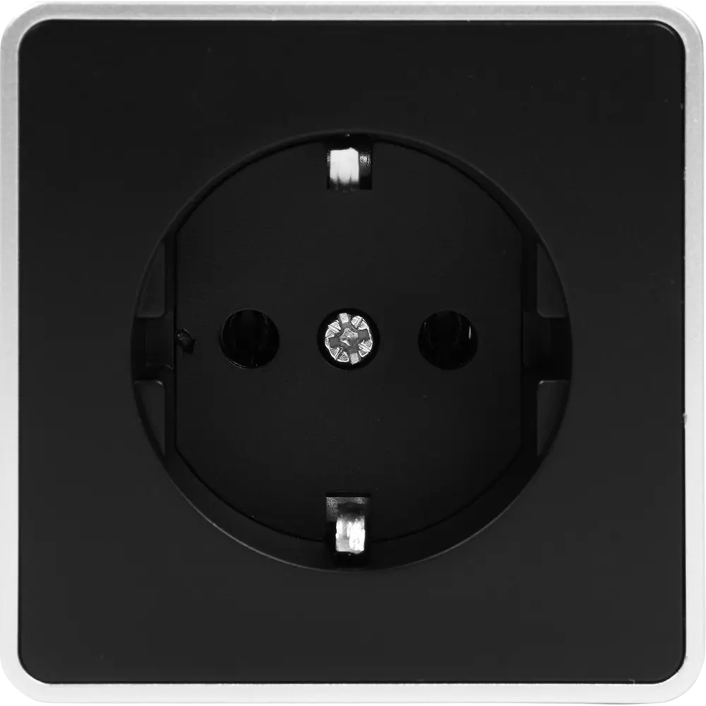 Розетка накладная WERKEL Gallant с заземлением - черный матовый корпус с хромированной отделкой 82063364 STLM-1112678