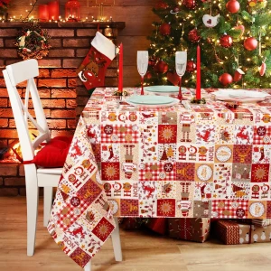 Скатерть "Эльфы", прямоугольная, 136x170 см, цвет красный