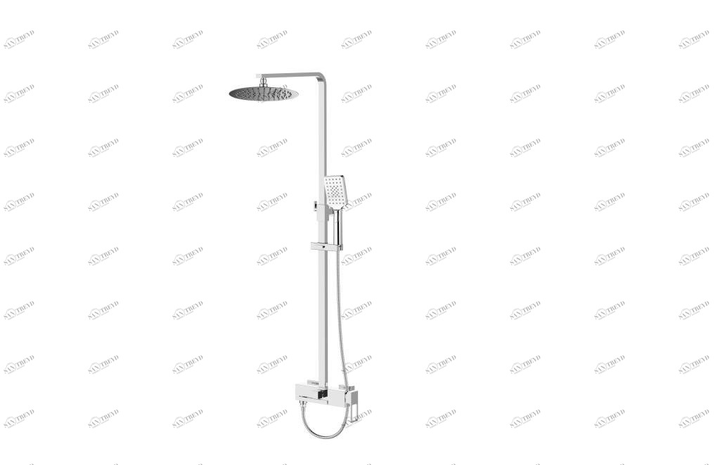 Душевая стойка со смесителем для верхнего и ручного душа BelBagno LUCE LUC-DOCM-CRM