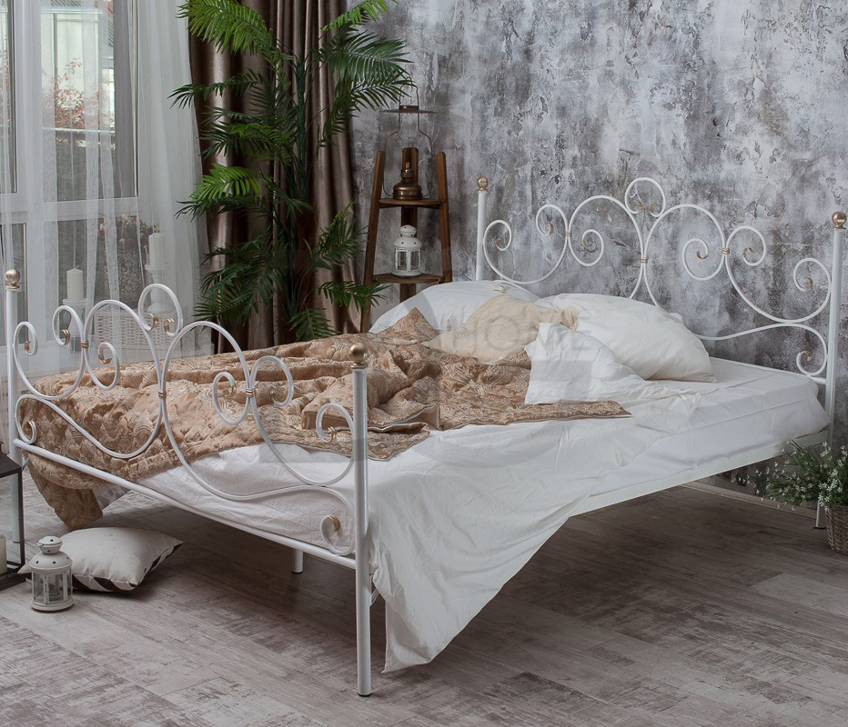 Кованая двуспальная кровать 180х200 с двумя спинками белая "Флоренция" FRANCESCO ROSSI ФЛОРЕНЦИЯ 134677 Белый - Вид №3