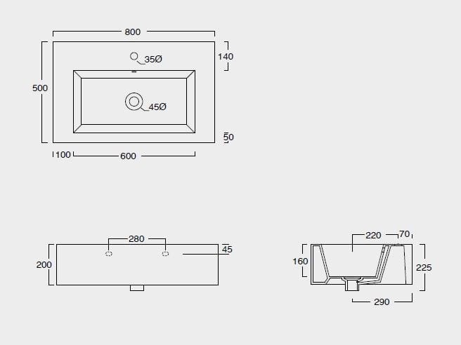 Керамическая прямоугольная подвесная раковина Alice Ceramica ARCH-00116397 - Вид №7
