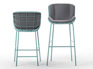 Металлический мягкий табурет с подставкой для ног со спинкой