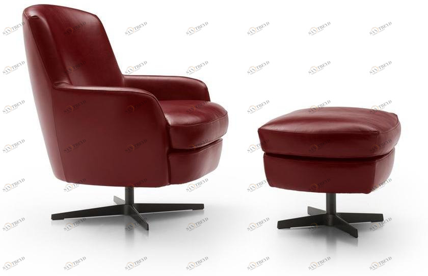 Bodema Поворотное кожаное кресло с 4-мя спицами и подлокотниками sun-id-1513528