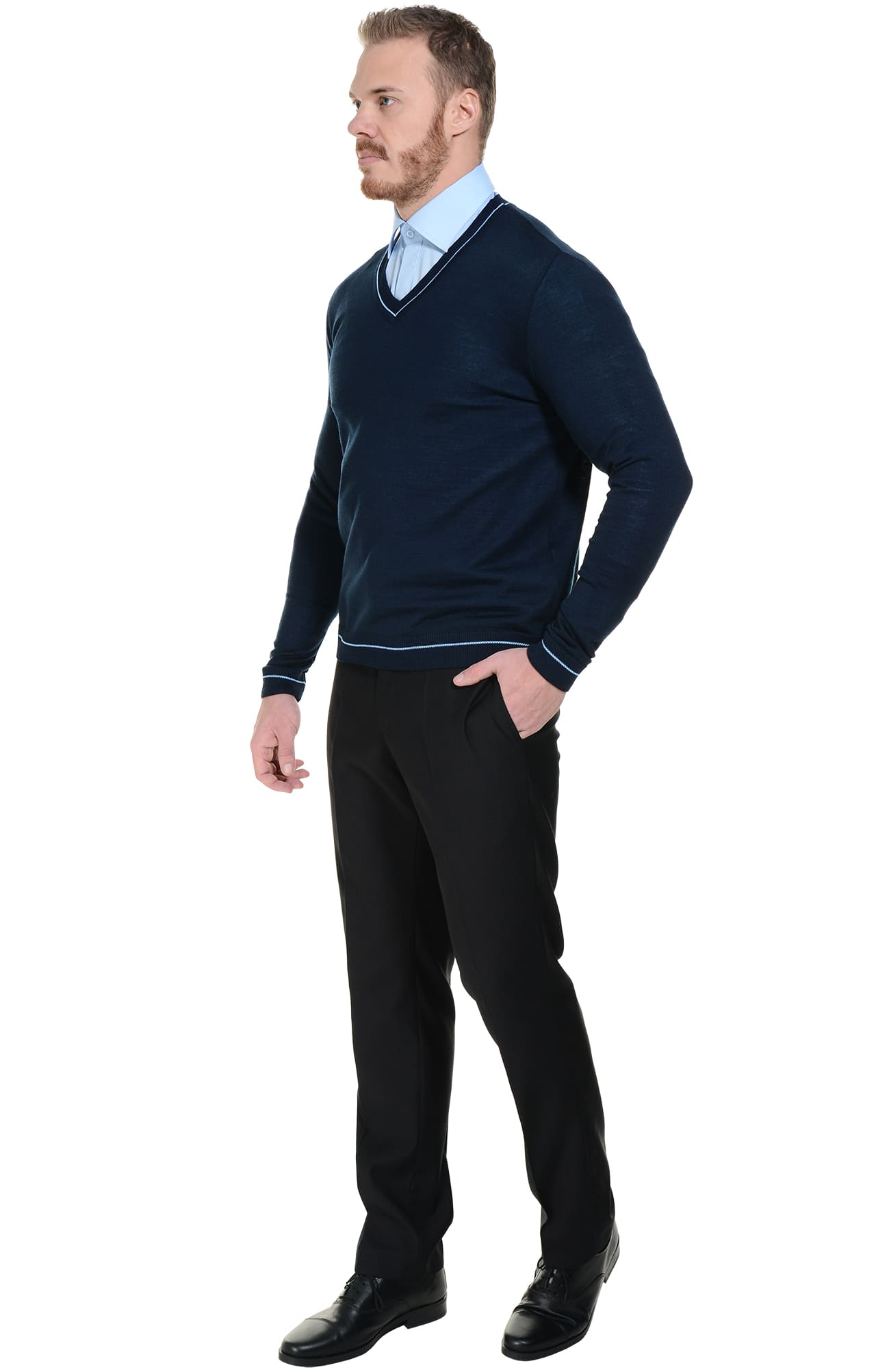 62573 Джемпер мужской темно-синий/голубой  Одежда для охранных структур  размер 52-54 Спецодежда  - Вид №5