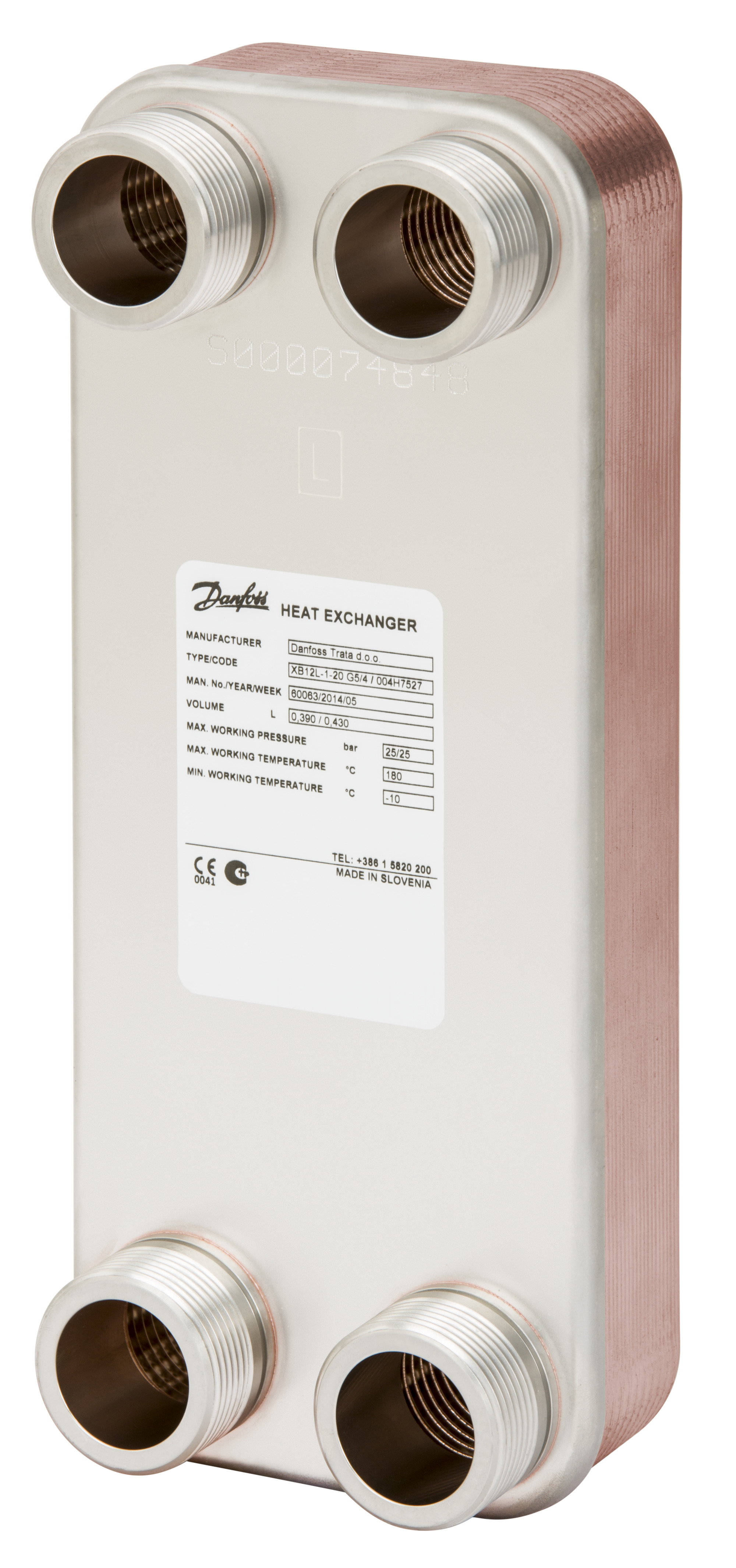 Danfoss Паяный пластинчатый теплообменник одноходовой серии XB12 XB 12H-1-20 PN25 паяный ТО 004H7557  - Вид №89