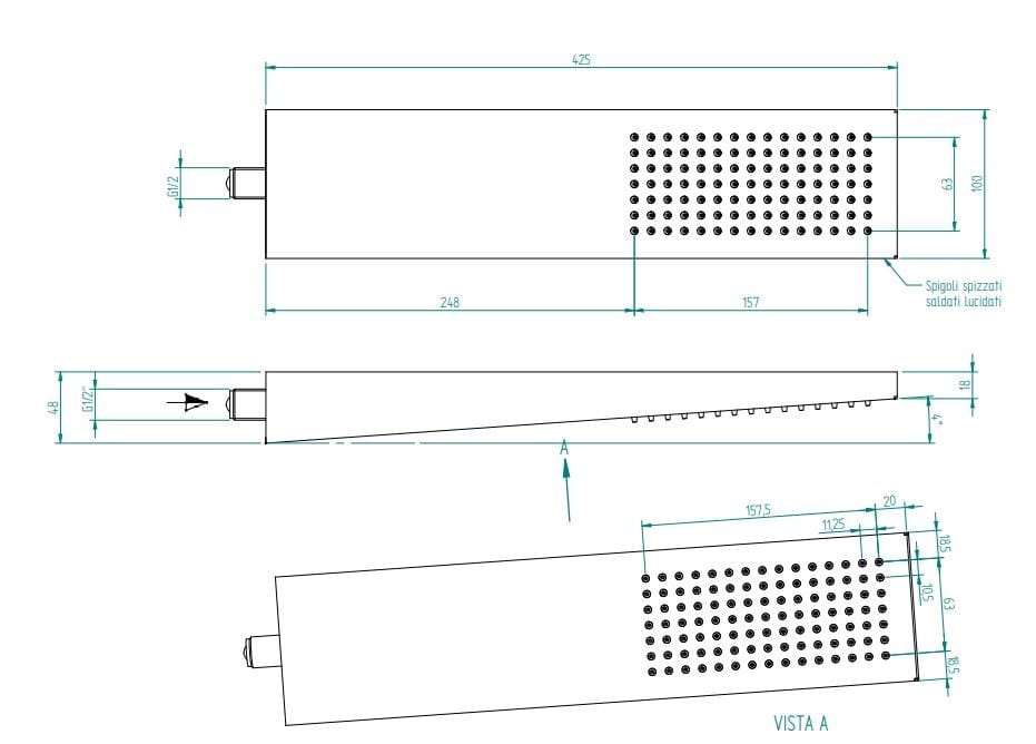Настенная душевая головка с фиксированной струей Zazzeri 100 ARCH-00077954 - Вид №5