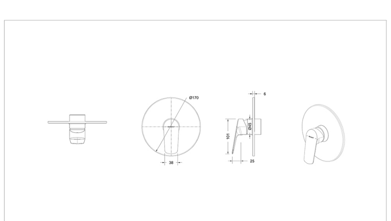 Встраиваемый смеситель (1-функц) Rhein PB8429564BW-ENG bravat  - Вид №1