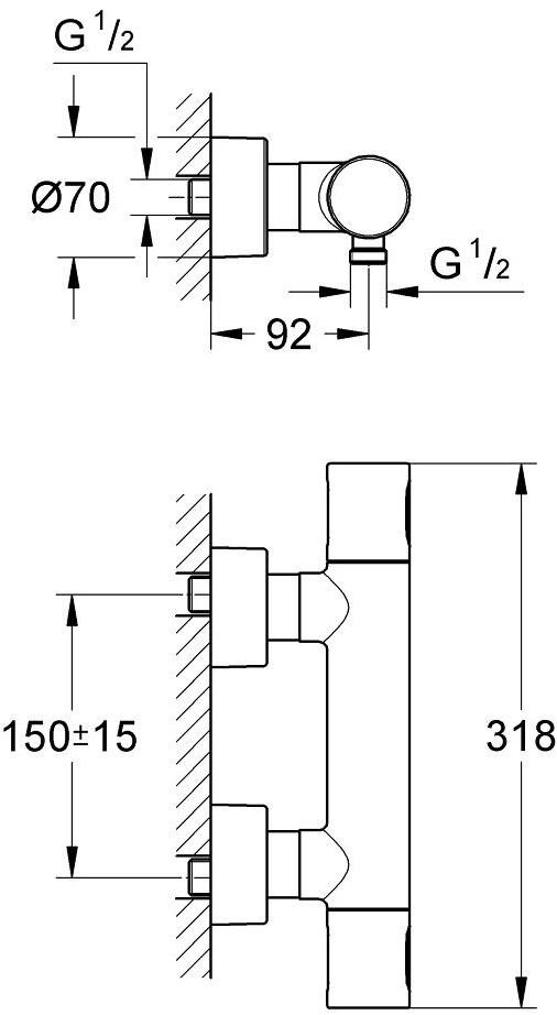 Термостатический смеситель для душа GROHE Grohtherm 3000 Cosmopolitan, хром (34274000) - Вид №3