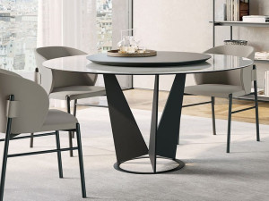 Круглый кухонный стол из керамогранита