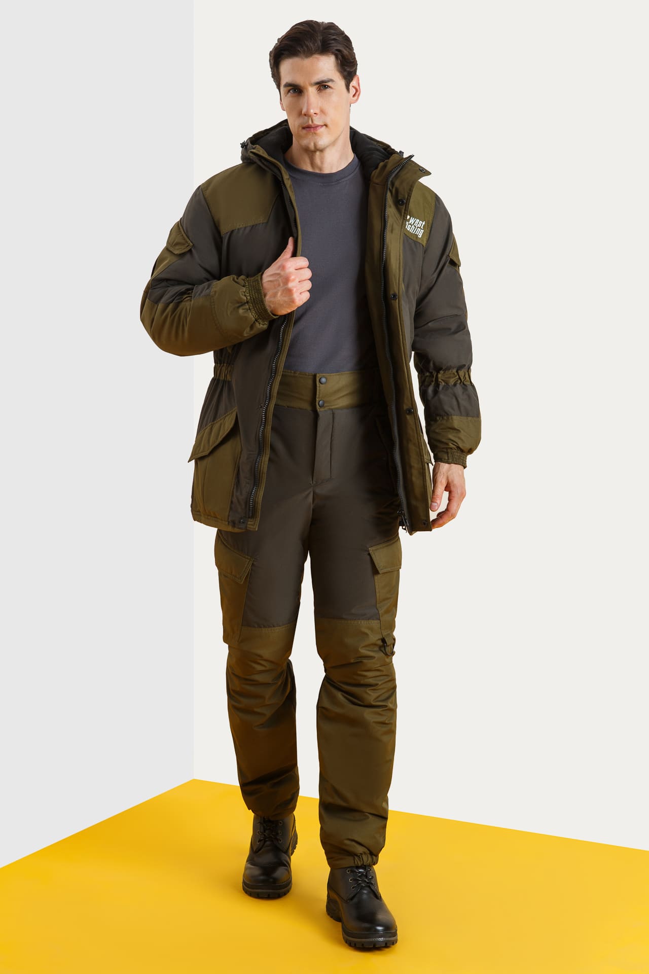 63941 Костюм  зимний хаки West Fishing  Зимняя спецодежда Santreyd  - Вид №7