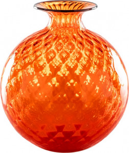 10640951 VENINI Ваза Venini "Монофиори Баллотон" 20,5х18см (оранжевая, окантовка индиго) Стекло