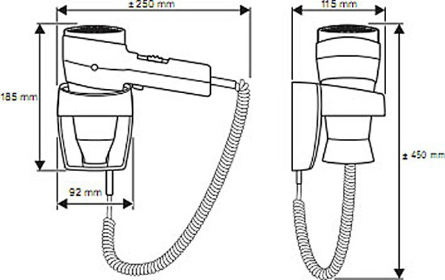 Valera Action Super Plus 1600 All Black Мод.542.06 / 038A полностью черный - 1600 Вт - фен с настенным держателем 55420938 