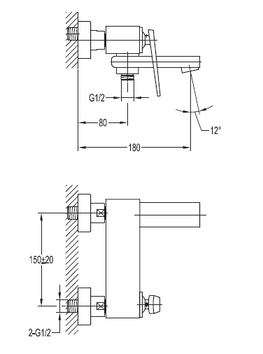 Смеситель для ванны и душа Cezares BADEN-F-VD-01  - Вид №1