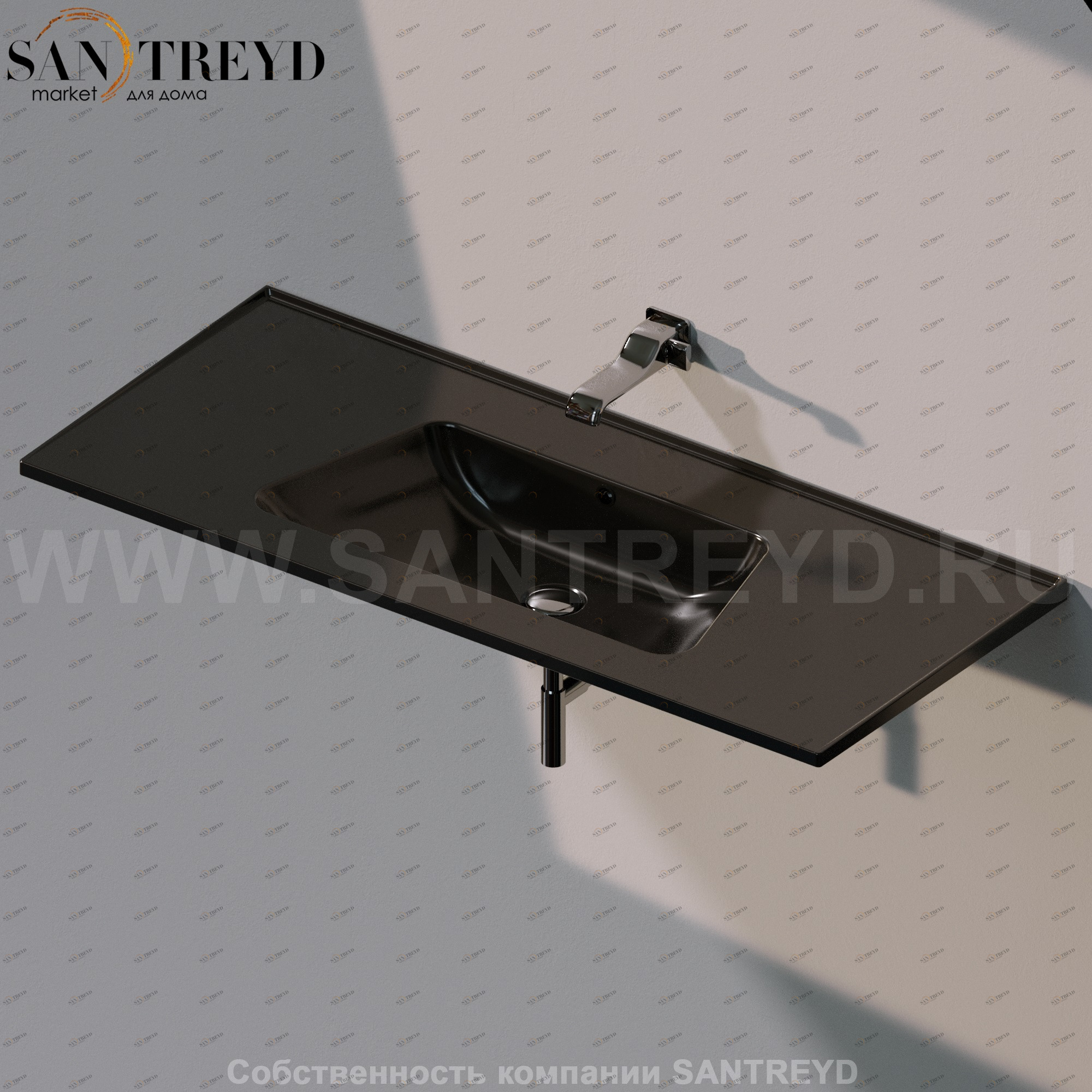 BM120L9017 Подвесная раковина настенная прямоугольная Ceramica Flaminia Bloom черная