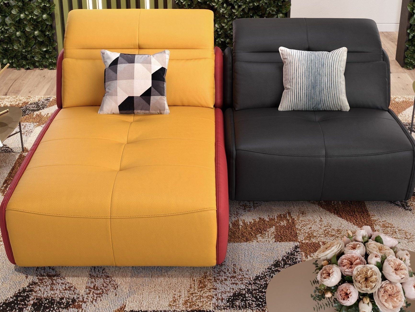 Кожаный диван с полуостровом Sofanella Modica ARCH-00048763 - Вид №1