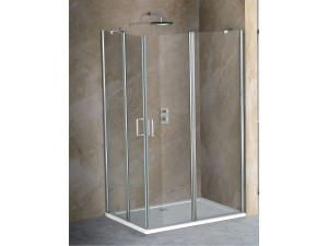 Угловая душевая кабина из хрусталя с распашной дверью