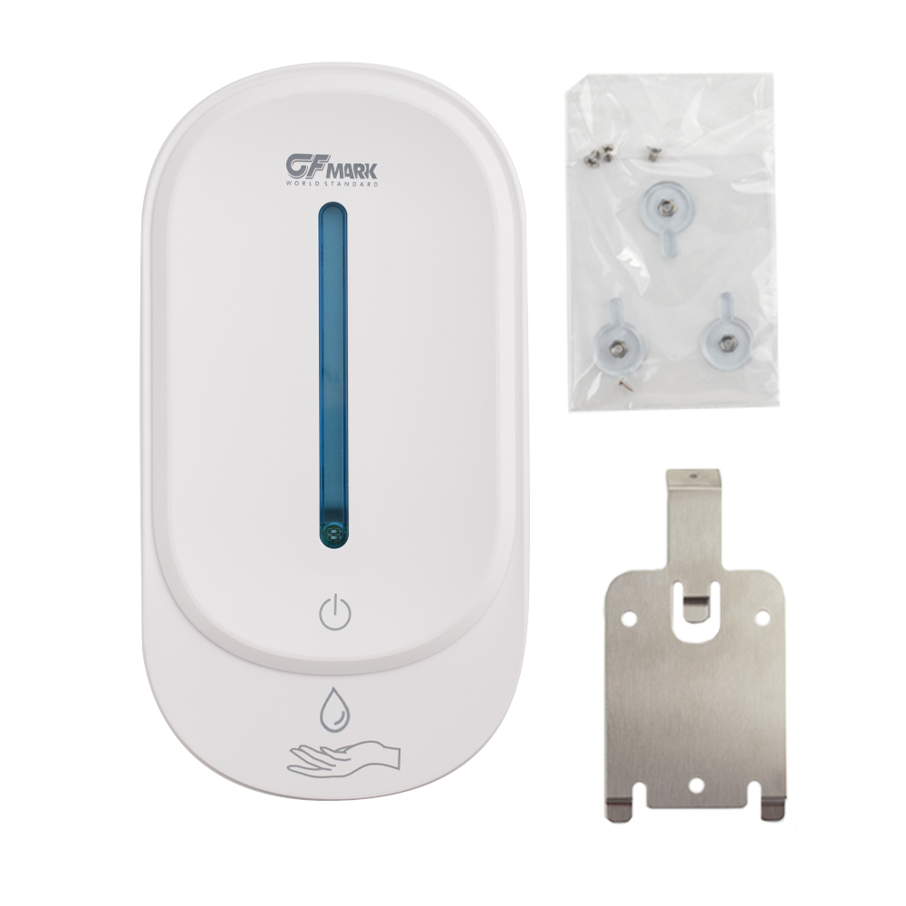 GFmark - Дозатор СЕНСОРНЫЙ, для жидкого МЫЛА, пластик АБС, БЕЛЫЙ, большой, с полоской, 350 мл, питание 4АА, код: 676  - Вид №7