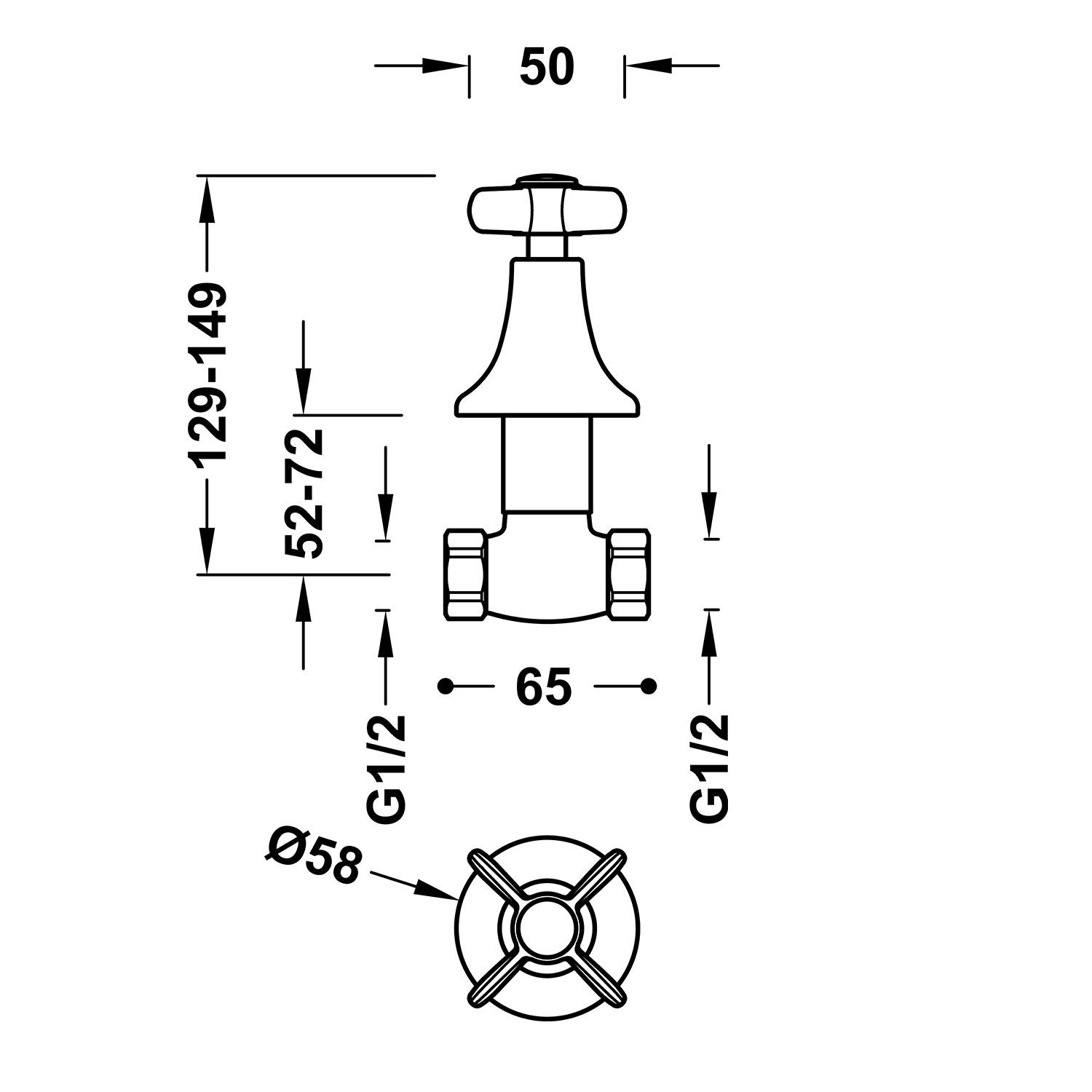 Скрытый запорный клапан TRES CLASIC-24215502LM TRES  - Вид №1