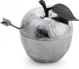 10542015 Michael Aram Банка для мёда с ложкой Michael Aram Яблоко 11см (серебрист.) Сталь нержавеющая