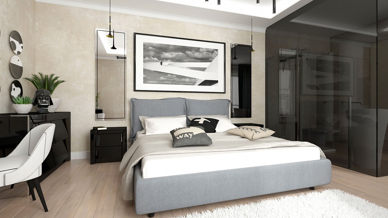 Тумбочка прикроватная зеркальная черная "Лэвэл Сэт" GRAUM  304075 Зеркальный;черный  - Вид №1